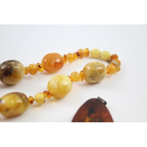 214 - A collection of silver Amber jewellery including Butterscotch