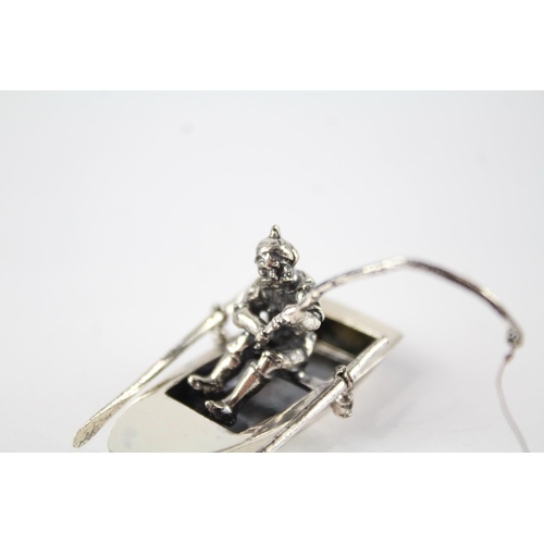 240 - Stamped .925 STERLING SILVER Fisherman Ornament w/ Moving Ores  (21g)