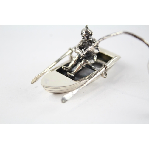 240 - Stamped .925 STERLING SILVER Fisherman Ornament w/ Moving Ores  (21g)