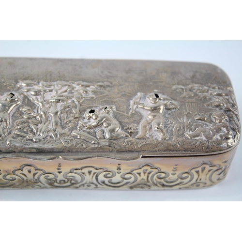 246 - Antique Hallmarked 1899 Birmingham STERLING SILVER Cherub Trinket Box 87g