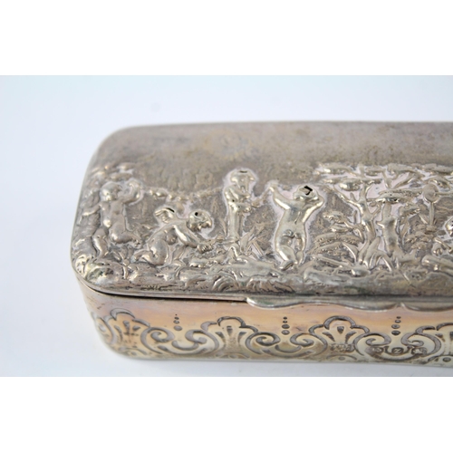 246 - Antique Hallmarked 1899 Birmingham STERLING SILVER Cherub Trinket Box 87g