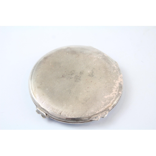 255 - Vintage Hallmarked 1942 Birmingham STERLING SILVER Enamel Compact 80g