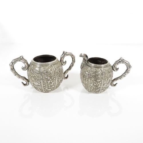 272 - Silver Wang Hing HM Chinese silver milk jug and sugar bowl  457g