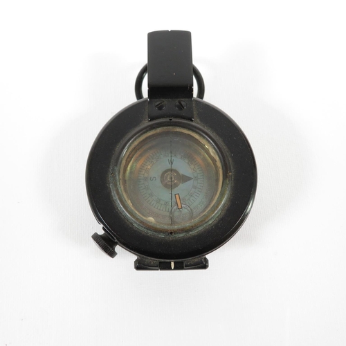 284 - MKIII Military Compass with Mother of Pearl dial and leather carrying pouch