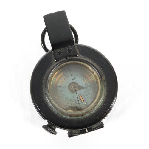 284 - MKIII Military Compass with Mother of Pearl dial and leather carrying pouch