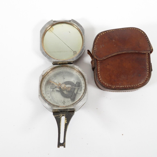 285 - Stanley Military Compass with leather pouch