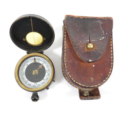 287 - Early Military Compass with leather carrying pouch