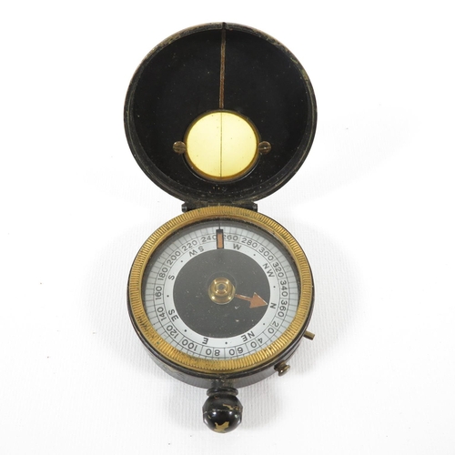 287 - Early Military Compass with leather carrying pouch