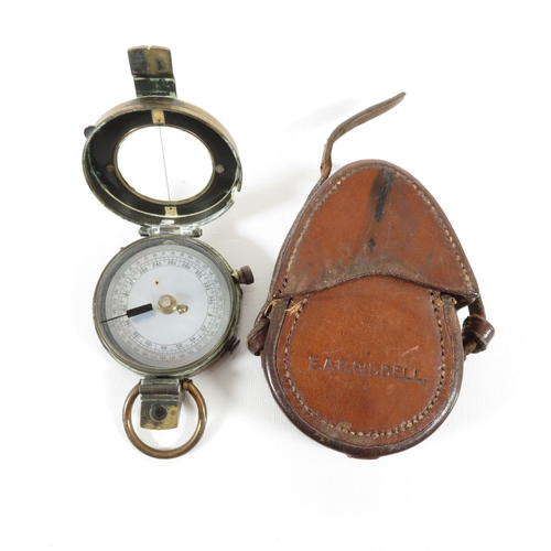 288 - Military Mother of Pearl compass with leather carrying pouch