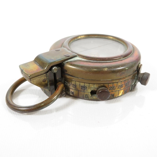 288 - Military Mother of Pearl compass with leather carrying pouch