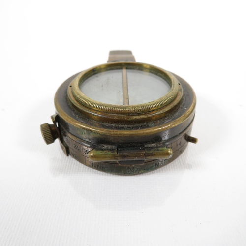 289 - Military compass with leather carrying pouch and straps