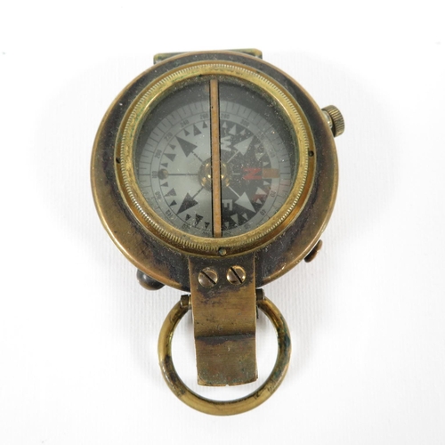 289 - Military compass with leather carrying pouch and straps