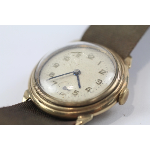 393 - 9ct Gold Borgel Cased Gents Vintage Trench Style WRISTWATCH Hand-wind WORKING