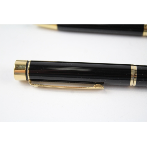 422 - Vintage SHEAFFER Targa Black Lacquer Fountain Pen w/ 14ct Gold Nib, Ballpoint