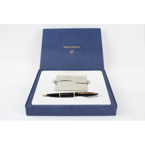 433 - WATERMAN Carene Black Lacquer FOUNTAIN PEN w/ 18ct Gold Nib WRITING Original Box