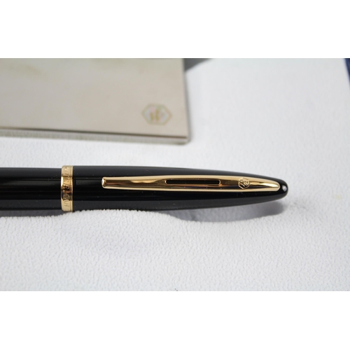 433 - WATERMAN Carene Black Lacquer FOUNTAIN PEN w/ 18ct Gold Nib WRITING Original Box