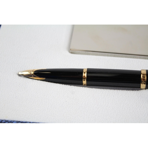 433 - WATERMAN Carene Black Lacquer FOUNTAIN PEN w/ 18ct Gold Nib WRITING Original Box