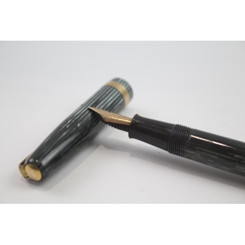 436 - Vintage WATERMAN W3 Navy Lacquer Cased Fountain Pen w/ 14ct Gold Nib WRITING