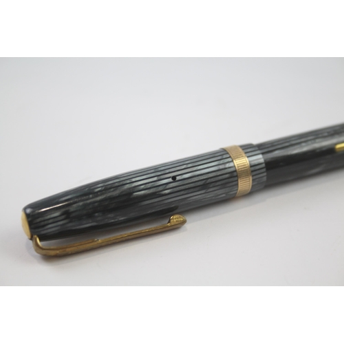 436 - Vintage WATERMAN W3 Navy Lacquer Cased Fountain Pen w/ 14ct Gold Nib WRITING