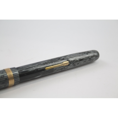 436 - Vintage WATERMAN W3 Navy Lacquer Cased Fountain Pen w/ 14ct Gold Nib WRITING