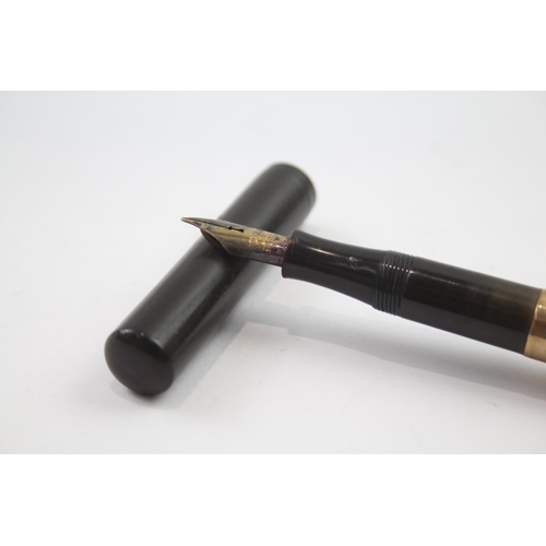 446 - Vintage WATERMAN Ideal Brown Fountain Pen w/ 14ct Nib, 9ct Gold  Banding (14g)