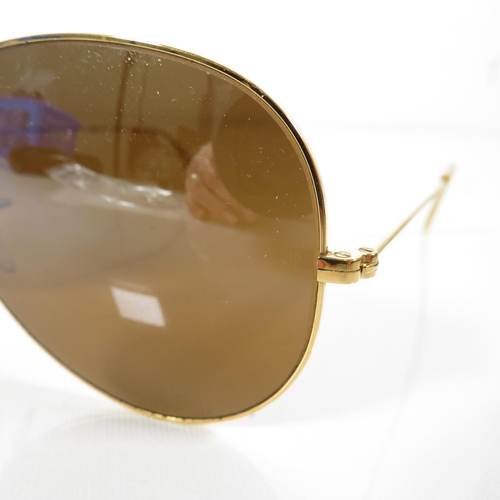 298 - 2x Pairs Ray Ban Sunglasses Gold frame lens etched BL  Gray frames lens etched RB