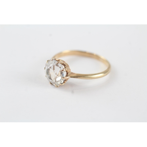 109 - 9ct gold white sapphire solitaire ring (2.6g) Size  R 1/2