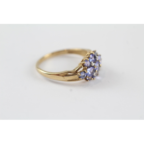 111 - 9ct gold tanzanite & diamond ring (2.3g) Size  O