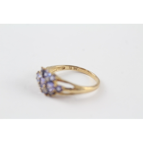 111 - 9ct gold tanzanite & diamond ring (2.3g) Size  O