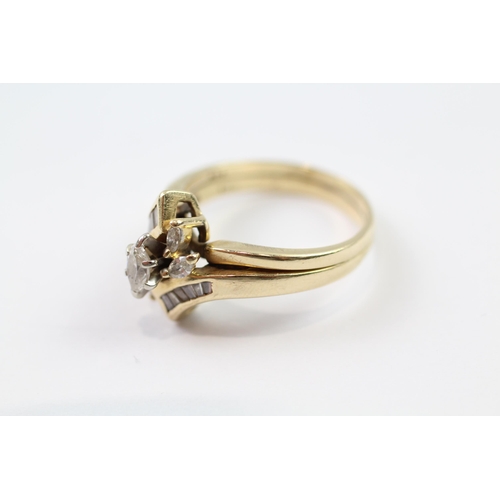 119 - 14ct gold diamond dress ring (4.7g) Size  N