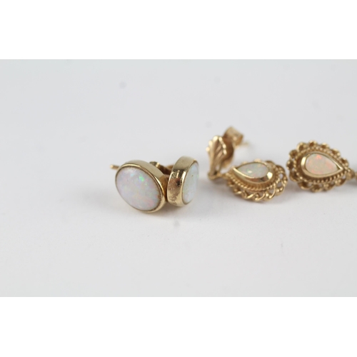 125 - 3x 9ct gold opal earrings (3.6g)