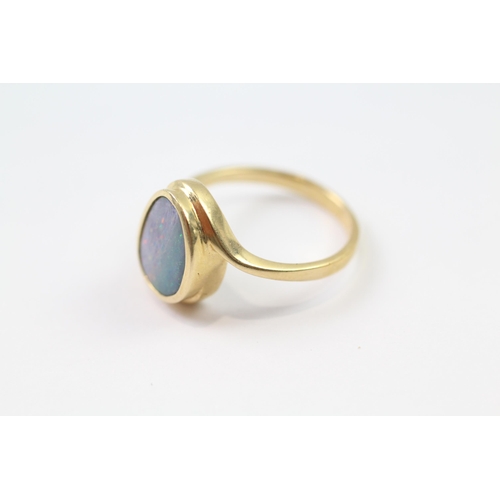 144 - 14ct gold boulder opal dress ring (3.8g) Size  O