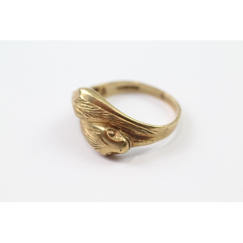 146 - 9ct gold snake ring (3.5g) Size  O (mis-shaped)