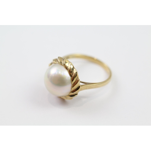 148 - 9ct gold faux mabe pearl dress ring (3.1g) Size  P