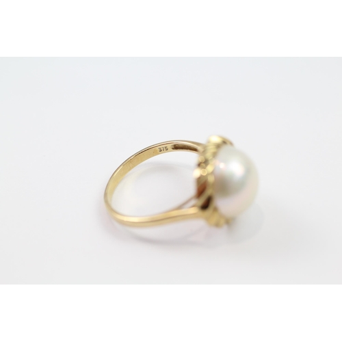 148 - 9ct gold faux mabe pearl dress ring (3.1g) Size  P