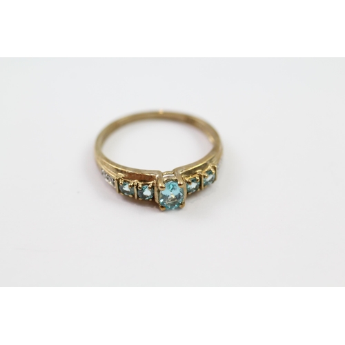 18 - 9ct gold blue gem & diamond eternity ring (2.4g) Size  Q