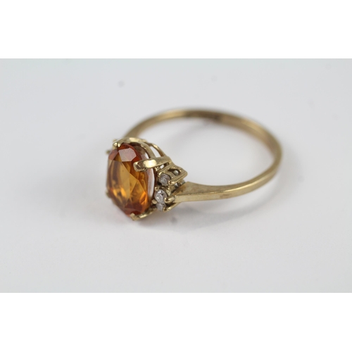 30 - 9ct gold citrine & diamond dress ring (2.7g) Size  Q