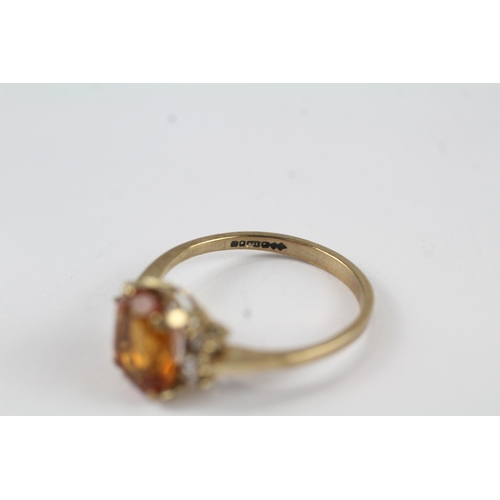 30 - 9ct gold citrine & diamond dress ring (2.7g) Size  Q