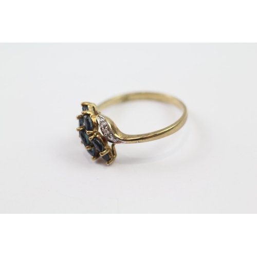 5 - 9ct gold sapphire & diamond cluster ring (2.1g) Size  P