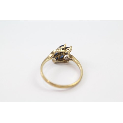 5 - 9ct gold sapphire & diamond cluster ring (2.1g) Size  P