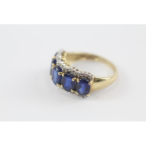 54 - 9ct gold kyanite & diamond ring (4.1g) Size  P