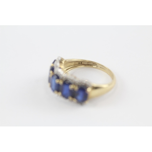 54 - 9ct gold kyanite & diamond ring (4.1g) Size  P