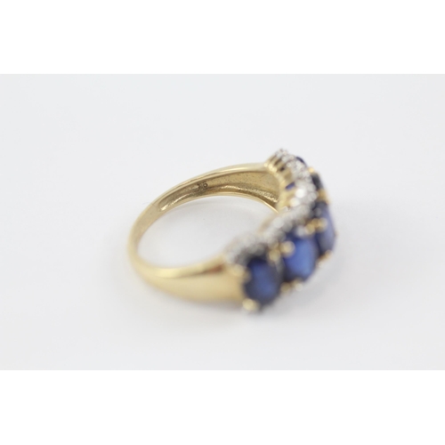 54 - 9ct gold kyanite & diamond ring (4.1g) Size  P