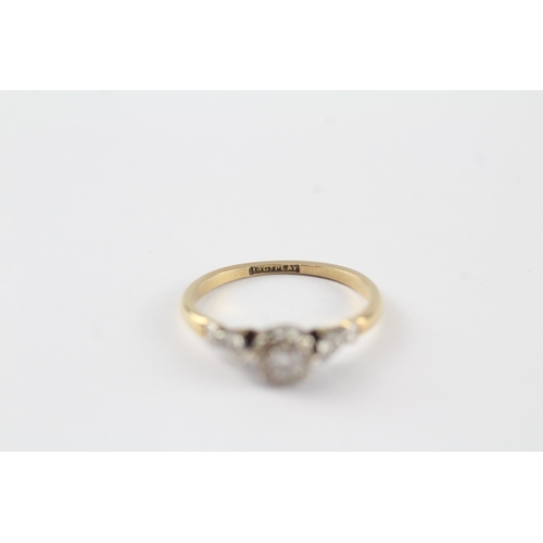 66 - 18ct gold & platinum diamond single stone ring with diamond set shank (1.9g) Size  L 1/2