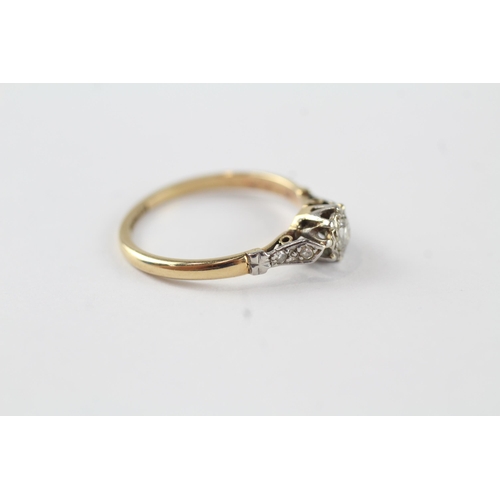 66 - 18ct gold & platinum diamond single stone ring with diamond set shank (1.9g) Size  L 1/2