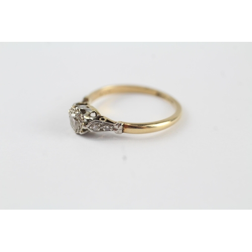 66 - 18ct gold & platinum diamond single stone ring with diamond set shank (1.9g) Size  L 1/2