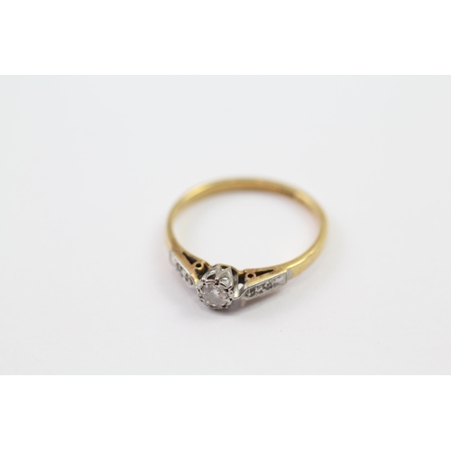 7 - 18ct gold platinum set diamond vintage solitaire ring (2.3g) Size  O