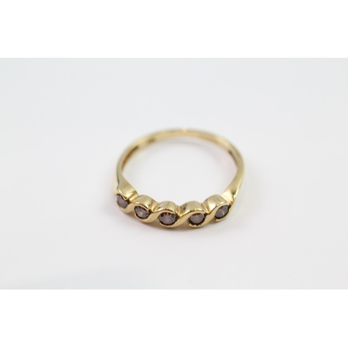 8 - 9ct gold enhanced brown diamond half eternity ring (1.8g) Size  N 1/2