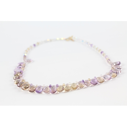 85 - 6ct gold ametrine bead necklace (31.6g)