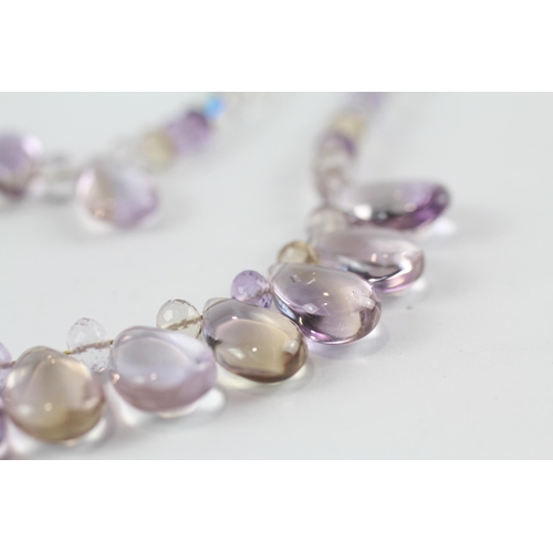 85 - 6ct gold ametrine bead necklace (31.6g)